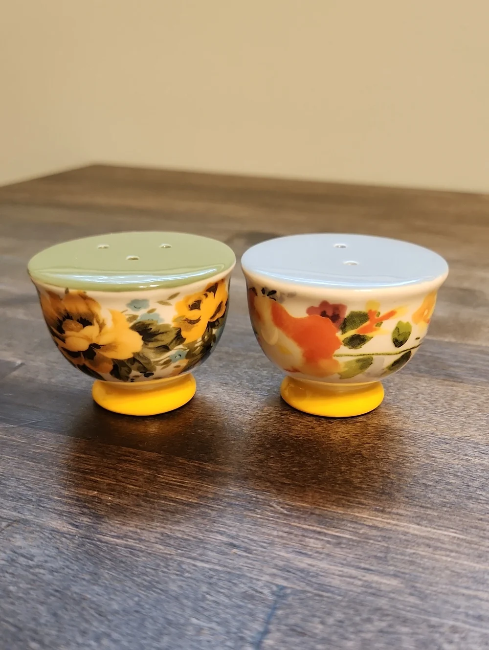 Pioneer Woman Rose Shadow Teacup Salt and Pepper Shakers